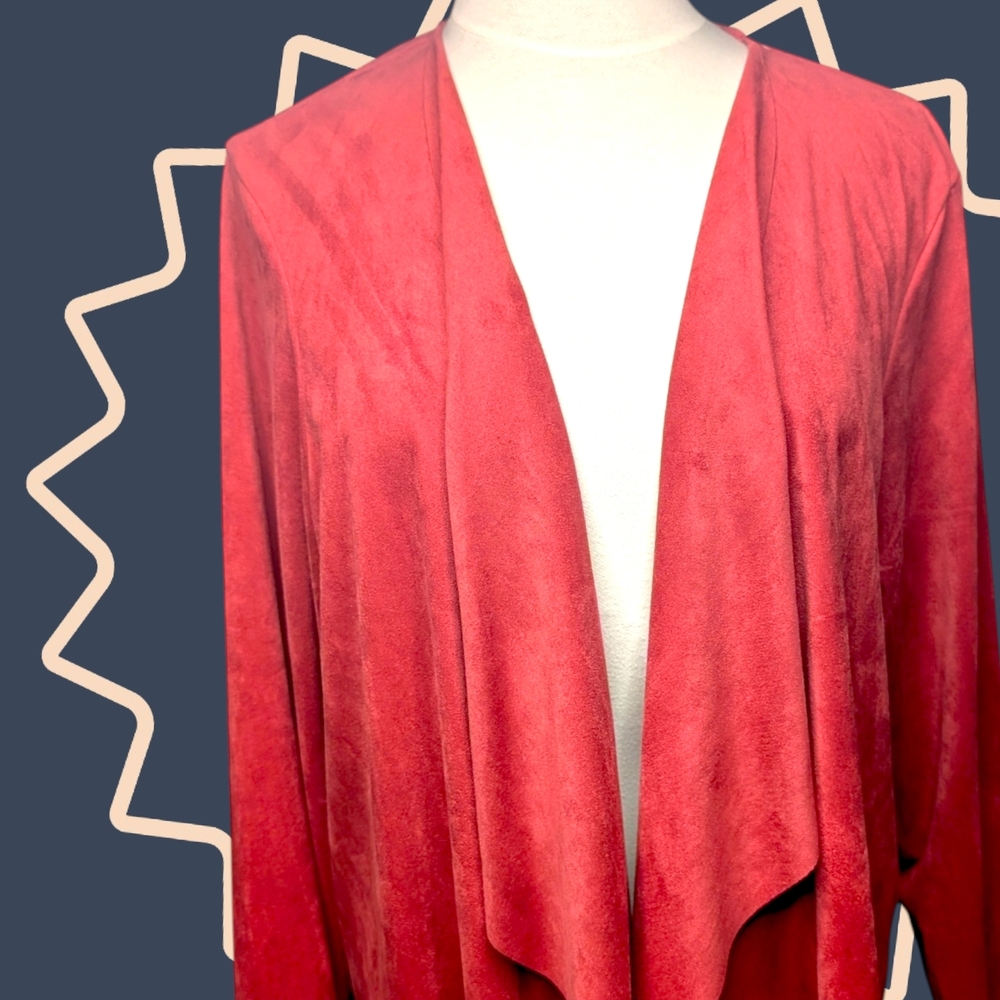 Alfred Dunner Women’s 18W Red Open-Front Drape Cardigan - Picture 11 of 12